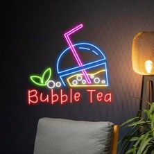 Biz Bu İşin Keyif Kısmındayız Bubble Tea Yazılı ve Şekilli Neon Tabela