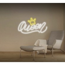 Biz Bu İşin Keyif Kısmındayız Queen Yazılı Taç Figürlü Neon Tabela