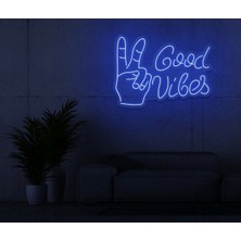 Biz Bu İşin Keyif Kısmındayız Good Vibes Yazılı ve Şekilli Neon Tabela