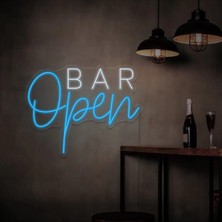 Biz Bu İşin Keyif Kısmındayız Open Bar Yazılı Neon Tabela