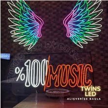 Biz Bu İşin Keyif Kısmındayız %100/MUSIC Yazılı Neon Tabela