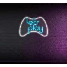 Biz Bu İşin Keyif Kısmındayız Lets Play Yazılı ve Şekilli Neon Tabela