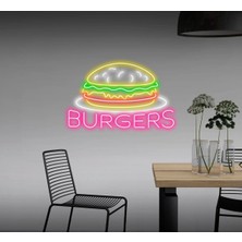 Biz Bu İşin Keyif Kısmındayız Burgers Yazılı ve Şekilli Neon Tabela