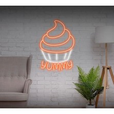 Biz Bu İşin Keyif Kısmındayız Yummy Yazılı ve Şekilli Neon Tabela