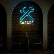 Biz Bu İşin Keyif Kısmındayız Garage Yazılı ve Şekilli Neon Tabela