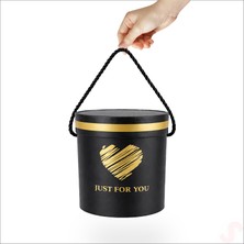 Süsle Bebek ve Parti Just For You Silindir Hediye Kutusu 15,5 cm Orta Boy – Siyah