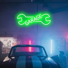 Biz Bu İşin Keyif Kısmındayız Garage Yazılı ve Şekilli Neon Tabela