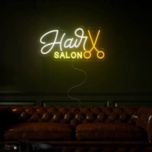 Biz Bu İşin Keyif Kısmındayız Haır Salon Yazılı ve Şekilli Neon Tabela