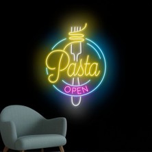 Biz Bu İşin Keyif Kısmındayız Pasta Open Yazılı ve Şekilli Neon Tabela