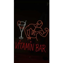 Biz Bu İşin Keyif Kısmındayız Vitamin Bar Yazılı Neon Pleksi Tabela
