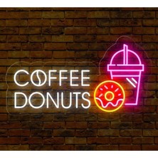 Biz Bu İşin Keyif Kısmındayız Coffee Donuts Yazılı ve Şekilli Neon Tabela