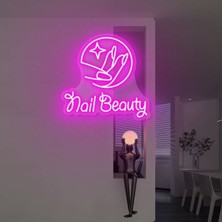 Biz Bu İşin Keyif Kısmındayız Nail Beauty Yazılı ve Tırnak Şekilli Neon Tabela