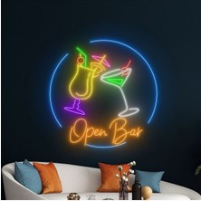 Biz Bu İşin Keyif Kısmındayız Open Bar Yazılı ve Şekilli Neon Tabela