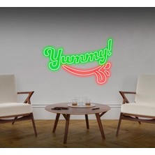 Biz Bu İşin Keyif Kısmındayız Yummy! Yazılı ve Şekilli Neon Tabela