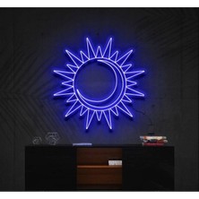 Biz Bu İşin Keyif Kısmındayız Güneş ve Ay Figürlü Dekoratif Neon Tabela