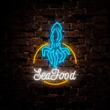 Biz Bu İşin Keyif Kısmındayız Sea Food Yazılı Neon Tabela