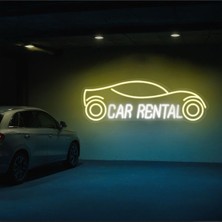 Biz Bu İşin Keyif Kısmındayız Car Rental Yazılı ve Şekilli Neon Tabela
