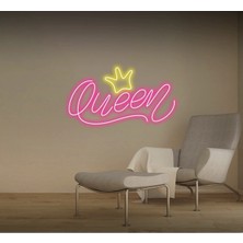 Biz Bu İşin Keyif Kısmındayız Queen Yazılı Taç Figürlü Neon Tabela