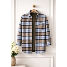 Varetta Erkek Mavi Oduncu Gömlek Cepli Kışlık Klasik Kesim Kareli