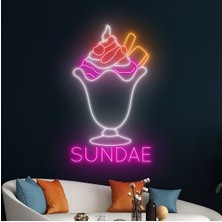 Biz Bu İşin Keyif Kısmındayız Sundae Yazılı ve Şekilli Neon Tabela