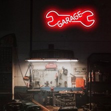 Biz Bu İşin Keyif Kısmındayız Garage Yazılı ve Şekilli Neon Tabela