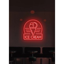 Biz Bu İşin Keyif Kısmındayız Ice Cream Yazılı ve Şekilli Neon Tabela