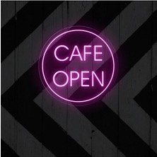 Biz Bu İşin Keyif Kısmındayız Cafe Open Yazılı Neon Tabela
