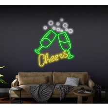 Biz Bu İşin Keyif Kısmındayız Cheers Yazılı ve Şekilli Neon Tabela