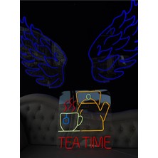 Biz Bu İşin Keyif Kısmındayız Tea Time Yazılı ve Şekilli Neon Tabela