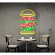 Biz Bu İşin Keyif Kısmındayız Hamburger Figürlü Neon Tabela