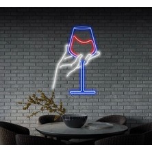 Biz Bu İşin Keyif Kısmındayız Şarap Bardağı Figürlü Neon Tabela