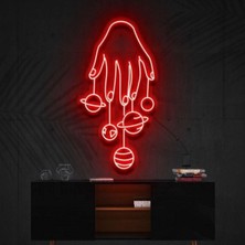 Biz Bu İşin Keyif Kısmındayız El Gezegenler Galaksi Figürlü Dekoratif Neon Tabela