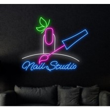 Biz Bu İşin Keyif Kısmındayız Nail Studio Yazılı ve Şekilli Neon Tabela