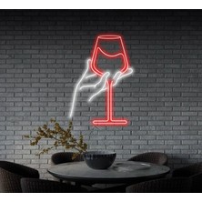 Biz Bu İşin Keyif Kısmındayız Şarap Bardağı Figürlü Neon Tabela