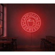 Biz Bu İşin Keyif Kısmındayız Cappuccıno Espresso Yazılı ve Şekilli Neon Tabela