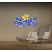 Biz Bu İşin Keyif Kısmındayız Queen Yazılı Taç Figürlü Neon Tabela