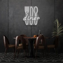 Biz Bu İşin Keyif Kısmındayız Restoranlara Özel Diner Yazılı Çatal,bıçak,kaşık Şekilli Neon Tabela
