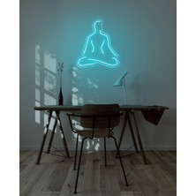 Biz Bu İşin Keyif Kısmındayız Yoga Yapan Insan Figürlü Neon Tabela
