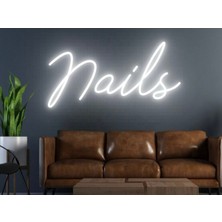 Biz Bu İşin Keyif Kısmındayız Nails Yazılı Neon Tabela
