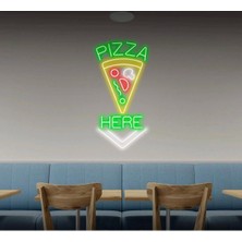 Biz Bu İşin Keyif Kısmındayız Pızza Here Yazılı ve Şekilli Neon Tabela