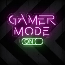 Biz Bu İşin Keyif Kısmındayız Gamer Mode On Yazılı ve Şekilli Neon Tabela