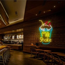 Biz Bu İşin Keyif Kısmındayız Mılk Shake Yazılı ve Şekilli Neon Tabela