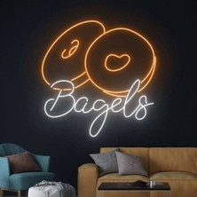 Biz Bu İşin Keyif Kısmındayız Bagels Yazılı ve Şekilli Neon Tabela