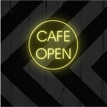 Biz Bu İşin Keyif Kısmındayız Cafe Open Yazılı Neon Tabela