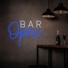 Biz Bu İşin Keyif Kısmındayız Open Bar Yazılı Neon Tabela