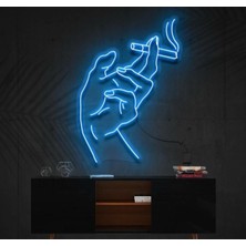 Biz Bu İşin Keyif Kısmındayız El ve Sigara Figürlü Dekoratif Neon Tabela