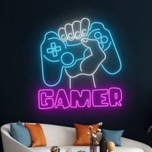Biz Bu İşin Keyif Kısmındayız Gamer Yazılı ve Şekilli Neon Tabela