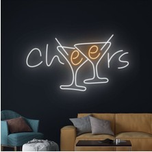 Biz Bu İşin Keyif Kısmındayız Cheers Yazılı ve Şekilli Neon Tabela