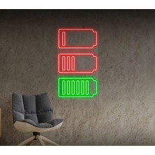 Biz Bu İşin Keyif Kısmındayız Şarj Batarya Simgeli Neon Tabela