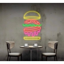 Biz Bu İşin Keyif Kısmındayız Hamburger Figürlü Neon Tabela